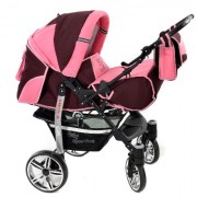 Baby-Sportive-Sistema-de-viaje-3-en-1-silla-de-paseo-carrito-con-capazo-y-silla-de-coche-RUEDAS-GIRATORIAS-y-accesorios-color-granate-rosa-0-0