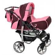 Baby-Sportive-Sistema-de-viaje-3-en-1-silla-de-paseo-carrito-con-capazo-y-silla-de-coche-RUEDAS-GIRATORIAS-y-accesorios-color-granate-rosa-0-1