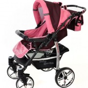 Baby-Sportive-Sistema-de-viaje-3-en-1-silla-de-paseo-carrito-con-capazo-y-silla-de-coche-RUEDAS-GIRATORIAS-y-accesorios-color-granate-rosa-0-3