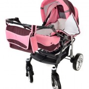 Baby-Sportive-Sistema-de-viaje-3-en-1-silla-de-paseo-carrito-con-capazo-y-silla-de-coche-RUEDAS-GIRATORIAS-y-accesorios-color-granate-rosa-0-6