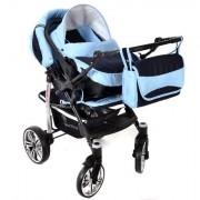 Baby-Sportive-Sistema-de-viaje-3-en-1-silla-de-paseo-carrito-con-capazo-y-silla-de-coche-RUEDAS-GIRATORIAS-y-accesorios-color-negro-azul-celeste-0-4