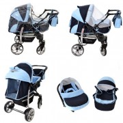Baby-Sportive-Sistema-de-viaje-3-en-1-silla-de-paseo-carrito-con-capazo-y-silla-de-coche-RUEDAS-GIRATORIAS-y-accesorios-color-negro-azul-celeste-0-5