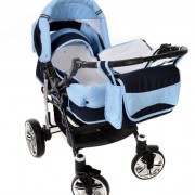 Baby-Sportive-Sistema-de-viaje-3-en-1-silla-de-paseo-carrito-con-capazo-y-silla-de-coche-RUEDAS-GIRATORIAS-y-accesorios-color-negro-azul-celeste-0-6