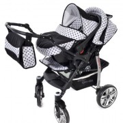 Baby-Sportive-Sistema-de-viaje-3-en-1-silla-de-paseo-carrito-con-capazo-y-silla-de-coche-RUEDAS-GIRATORIAS-y-accesorios-color-negro-blanco-0-4