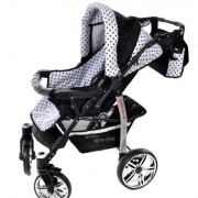 Baby-Sportive-Sistema-de-viaje-3-en-1-silla-de-paseo-carrito-con-capazo-y-silla-de-coche-RUEDAS-GIRATORIAS-y-accesorios-color-negro-blanco-lunares-0-3