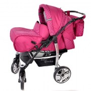 Baby-Sportive-Sistema-de-viaje-3-en-1-silla-de-paseo-carrito-con-capazo-y-silla-de-coche-RUEDAS-GIRATORIAS-y-accesorios-color-rosa-lunares-0-1