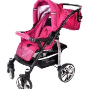 Baby-Sportive-Sistema-de-viaje-3-en-1-silla-de-paseo-carrito-con-capazo-y-silla-de-coche-RUEDAS-GIRATORIAS-y-accesorios-color-rosa-lunares-0-3
