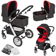 TecTake-2-en-1-Silla-de-paseo-aluminio-coches-carritos-para-bebes-convertible-con-proteccin-contra-mosquitos-y-proteccin-contra-lluvia-rojo-negro-0