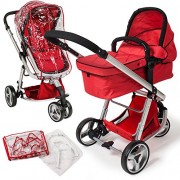 TecTake-3-en-1-Sillas-de-paseo-coches-carritos-para-bebes-convertible-rojo-0